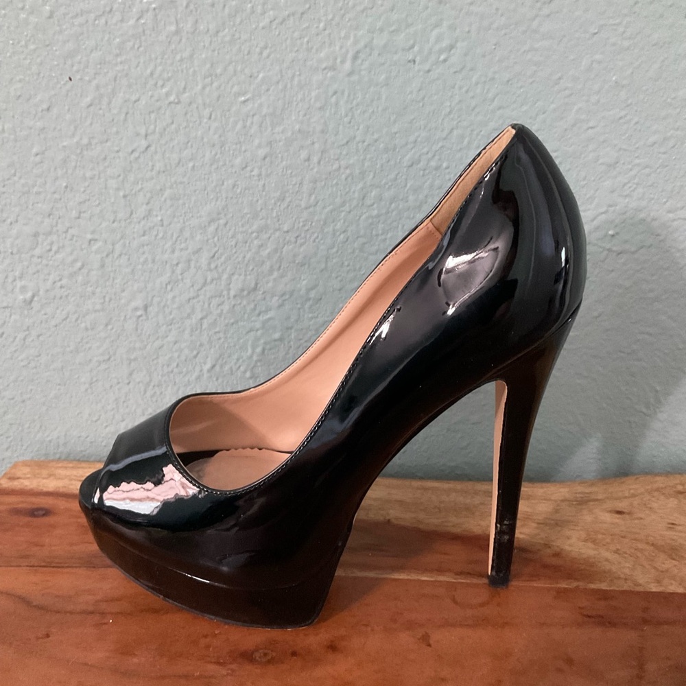 Black Peep-Toe Heels